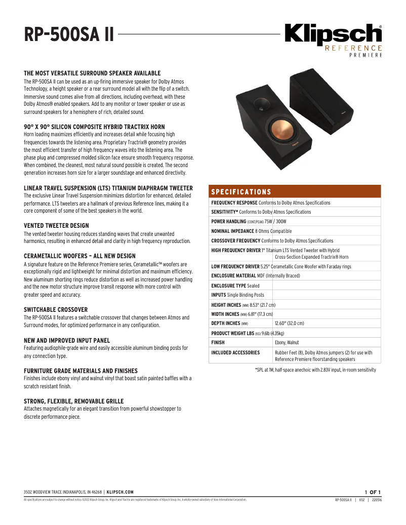 Image de la première page du manuel de l'appareil Reference Premiere RP-500SA II