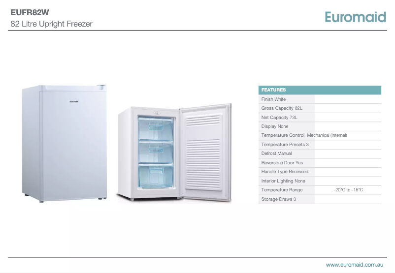 Página 1 del manual Ficha técnica Euromaid EUFR82W