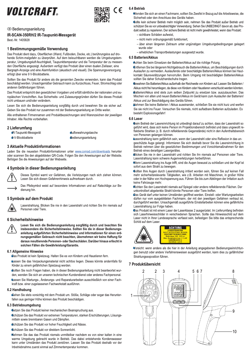 Page 1 de la notice Manuel utilisateur Voltcraft IR-SCAN-350RH/2