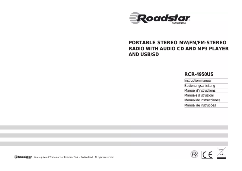 Page 1 de la notice Manuel utilisateur Roadstar RCR-4950US/RD