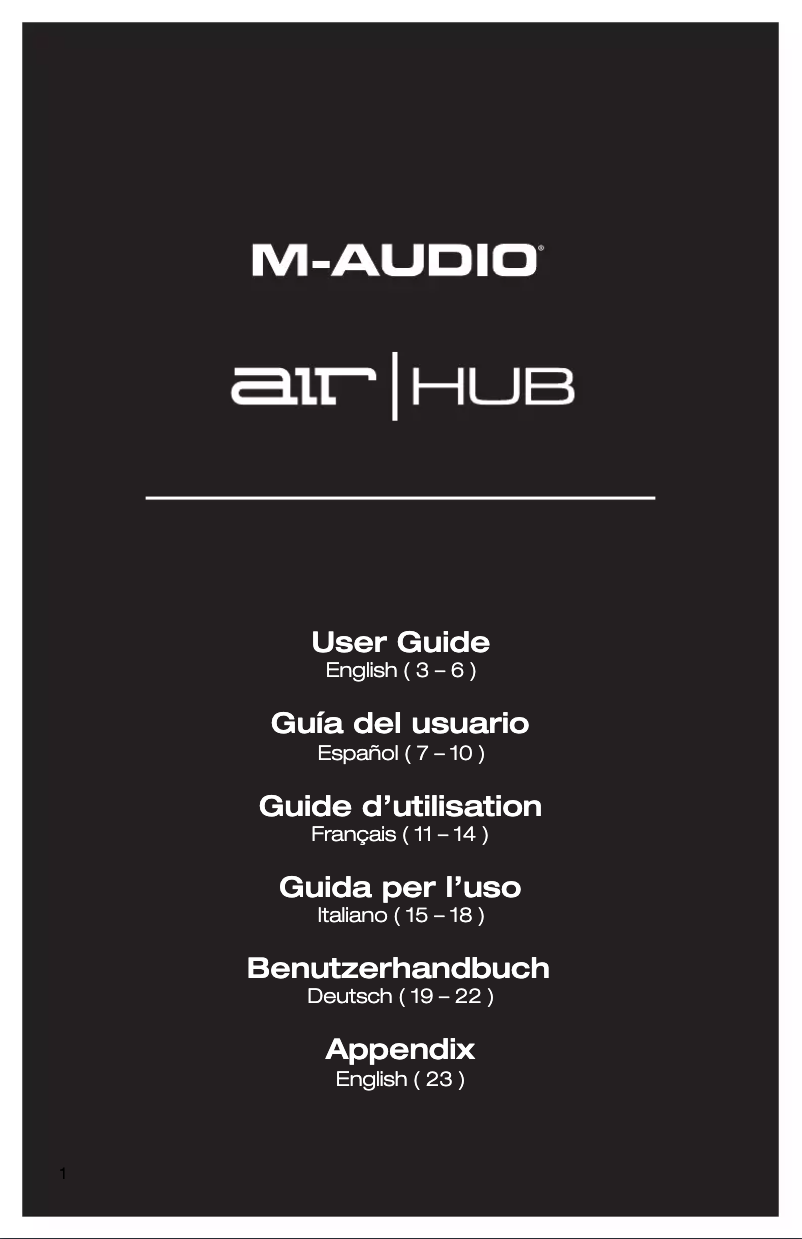 Page 1 de la notice Manuel utilisateur M-Audio AIR 192|HUB
