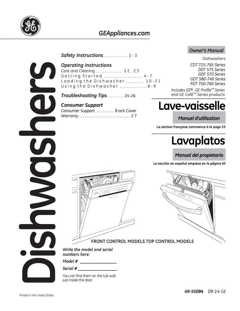 Page 1 de la notice Mode d'emploi GE GDT680SSHSS