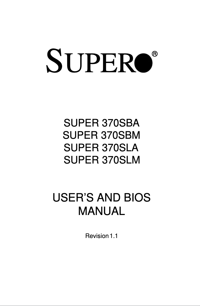 Page n°1 - Manuel utilisateur Supermicro 370SLA