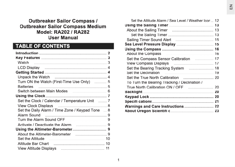 Image de la première page du manuel de l'appareil RA202
