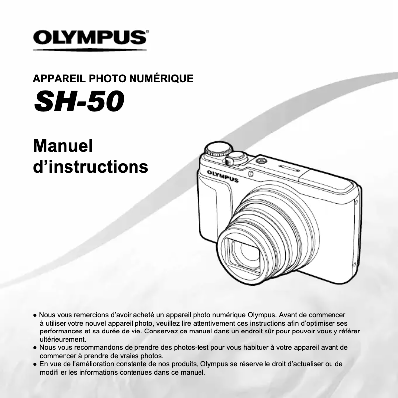 Image de la première page du manuel de l'appareil Stylus SH-50