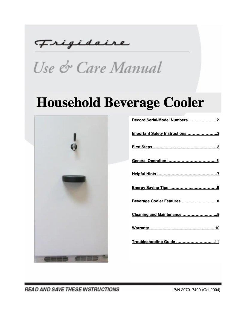 Page n°1 - Manuel utilisateur Frigidaire PLKU1267DS