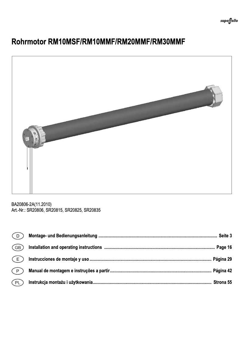 Página 1 del manual Manual de usuario Superrollo RM10MMF