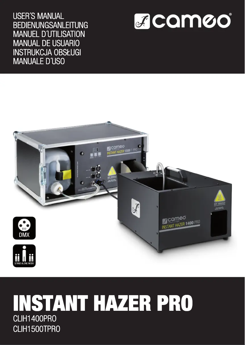 Page 1 de la notice Manuel utilisateur Cameo Instant Hazer 1500 T Pro