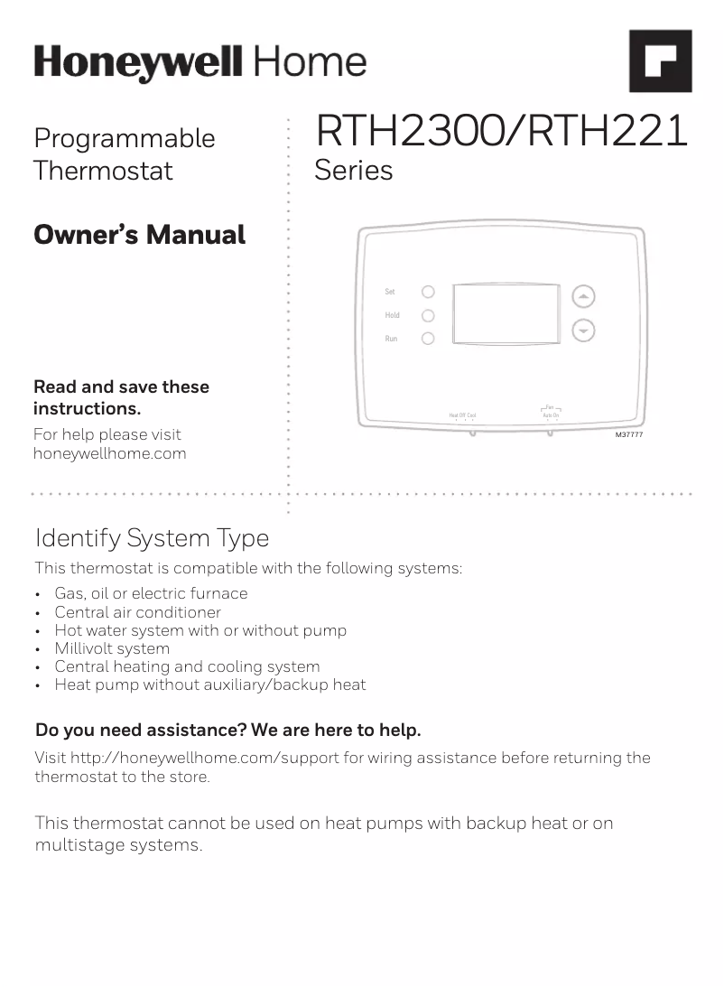 Image de la première page du manuel de l'appareil RTH221B1039/E1