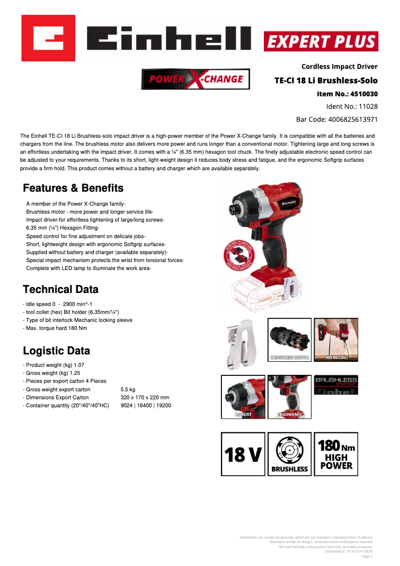 Image de la première page du manuel de l'appareil TE-CI 18 Li BL-Solo