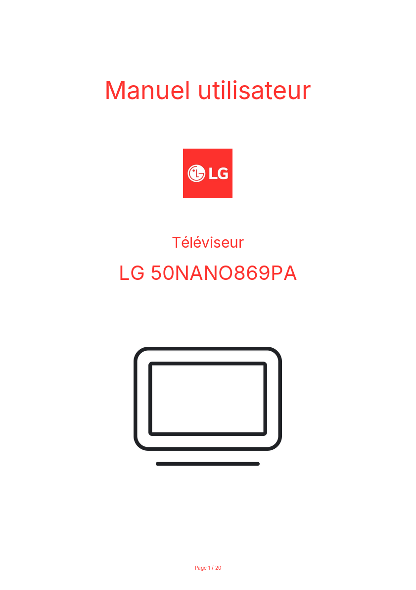 Page n°1 - Manuel utilisateur LG 50NANO869PA