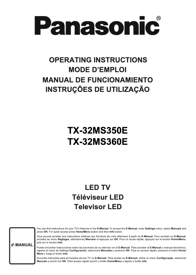 Page 1 of the manual User Manual Panasonic TX-32MS350E