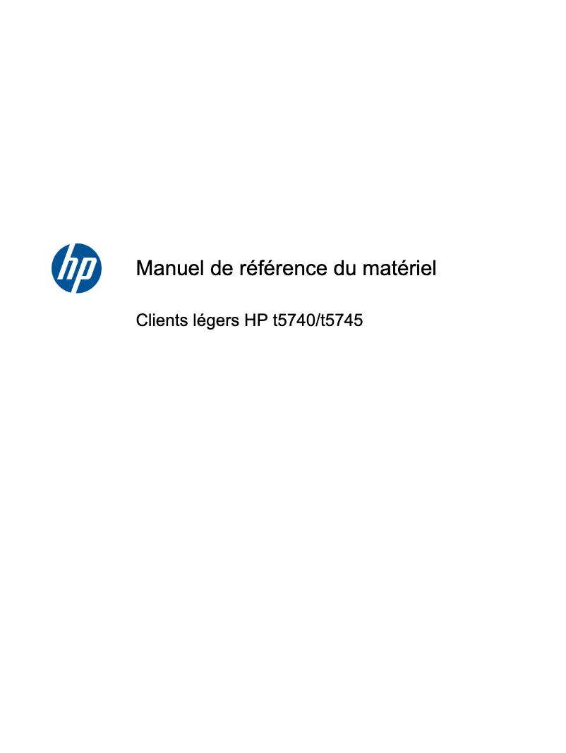 Page 1 de la notice Manuel utilisateur HP t5740