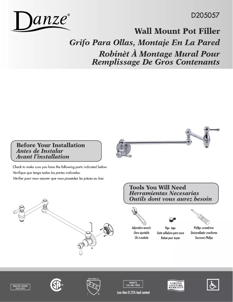 Page n°1 - Manuel utilisateur Danze D205057