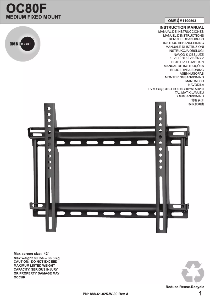 Page n°1 - Manuel utilisateur OmniMount OC80F