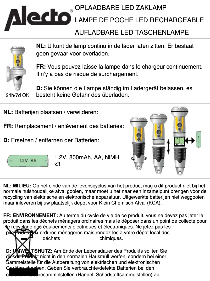 Page 1 de la notice Manuel utilisateur Alecto ATL-240