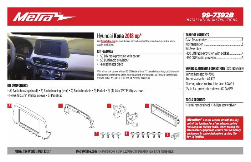 Page n°1 - Guide d'installation Metra 99-7392B