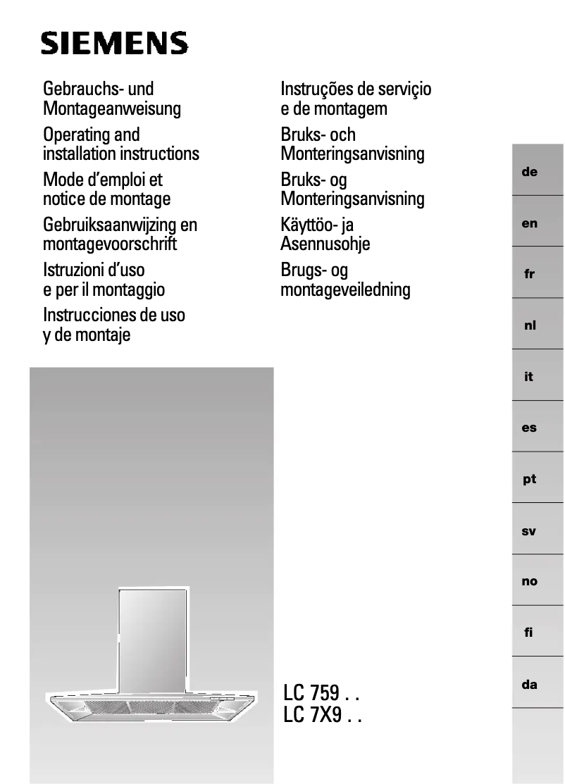 Page 1 de la notice Manuel utilisateur Siemens LC75950