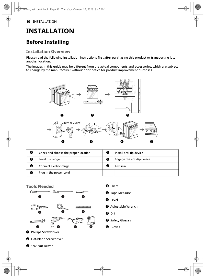 Page 1 of the manual Installation Guide LG LSEL6330S