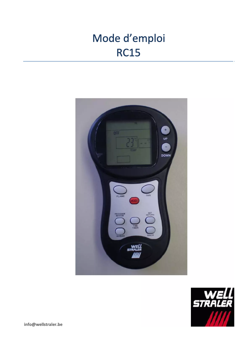Page n°1 - Manuel utilisateur Well Straler RC15