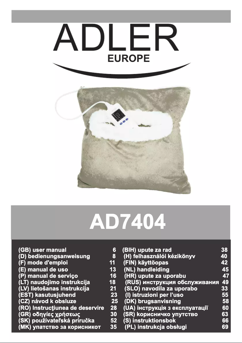 Image de la première page du manuel de l'appareil AD 7404