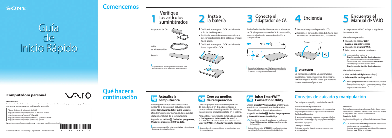 Página 1 del manual Guía de instalación Sony Vaio VPCEE21FX