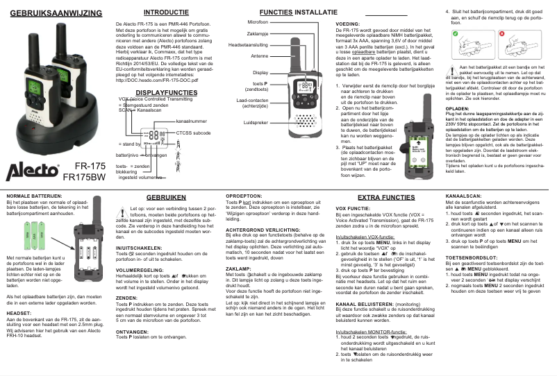 Page n°1 - Manuel utilisateur Alecto FR175BW