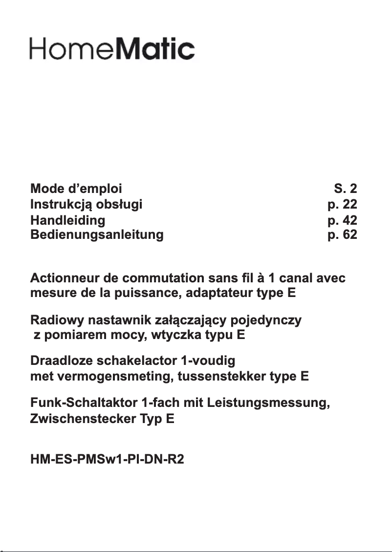 Image de la première page du manuel de l'appareil HM-ES-PMSw1-PI-DN-R2