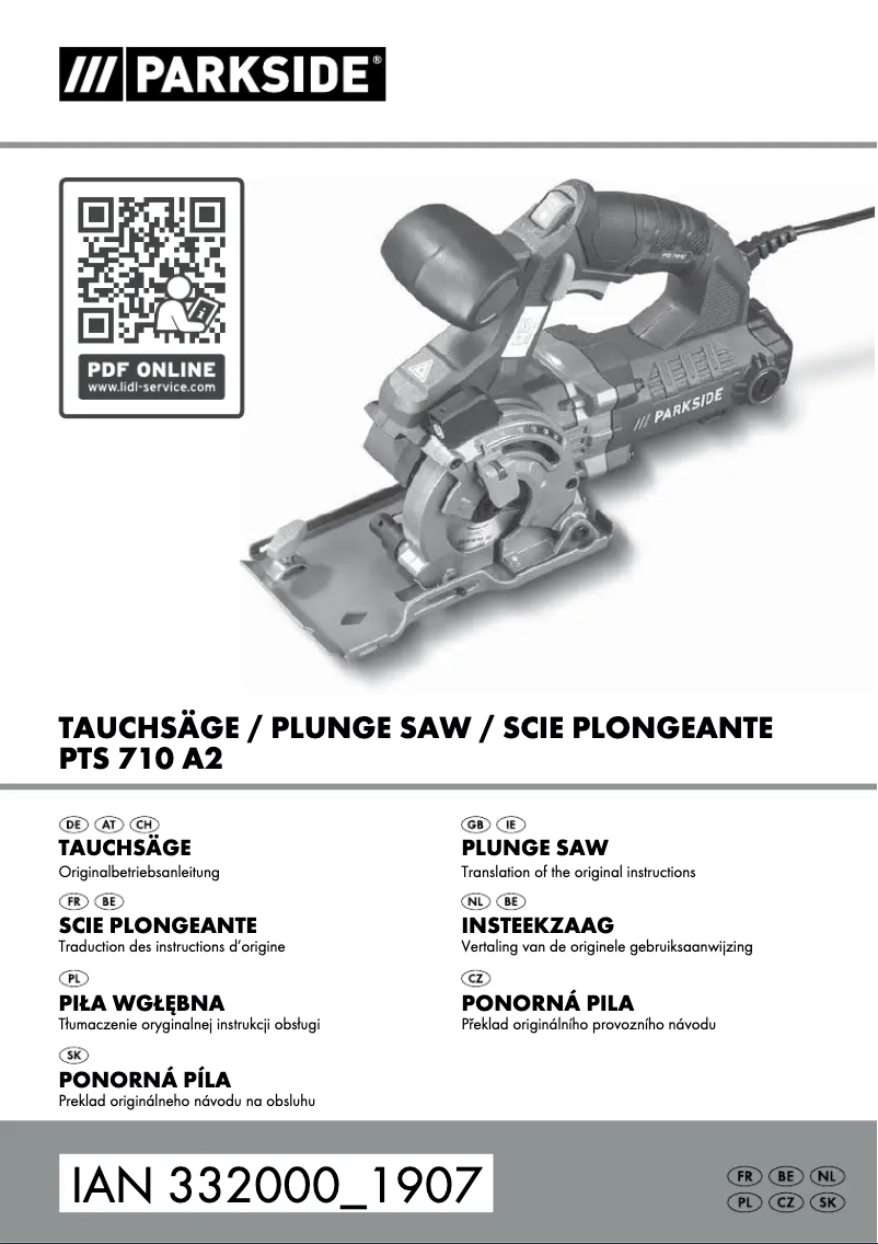 Page 1 de la notice Manuel utilisateur Parkside PTS 710 A2