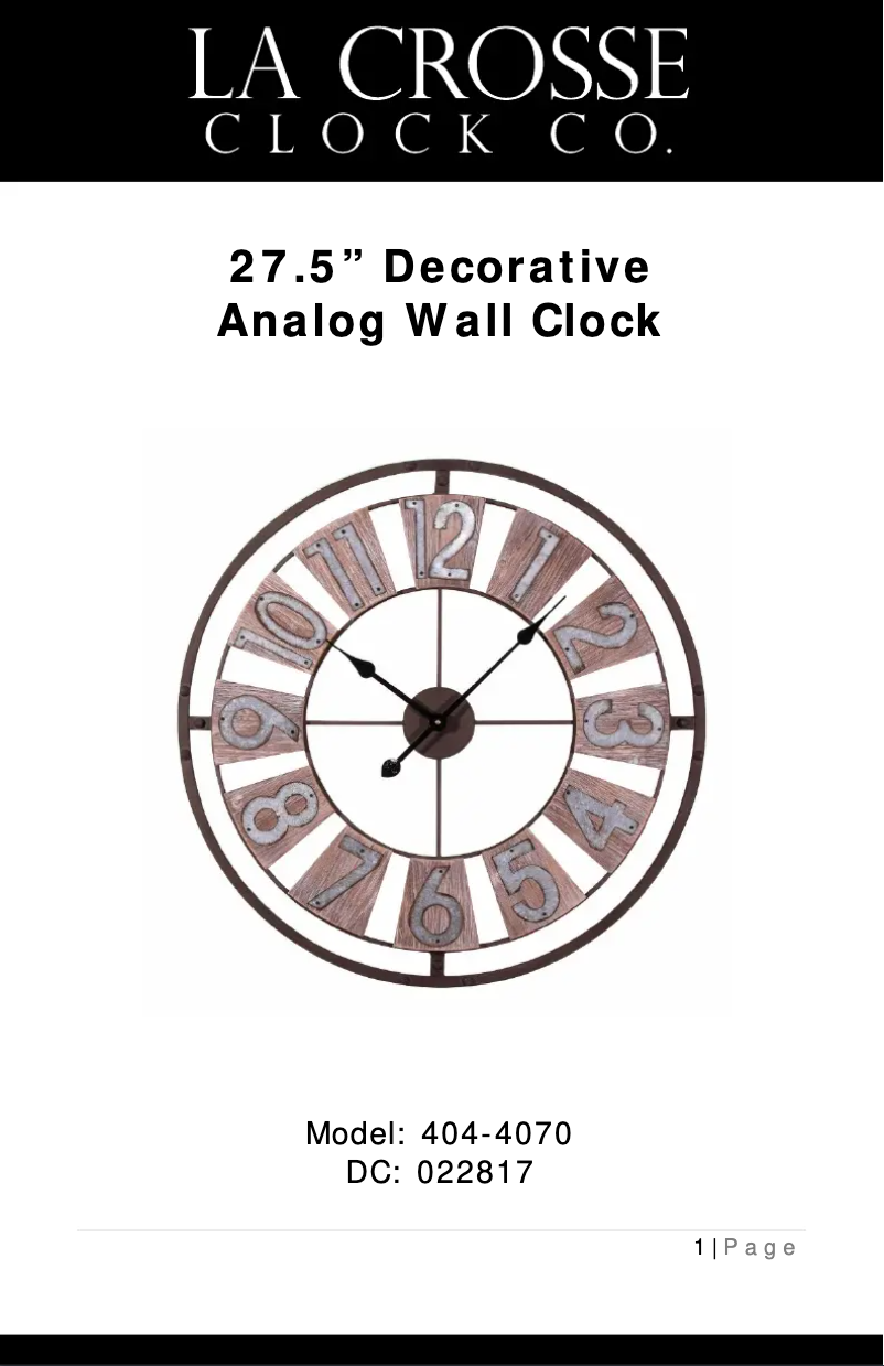 Page 1 de la notice Manuel utilisateur La Crosse Technology 404-4070