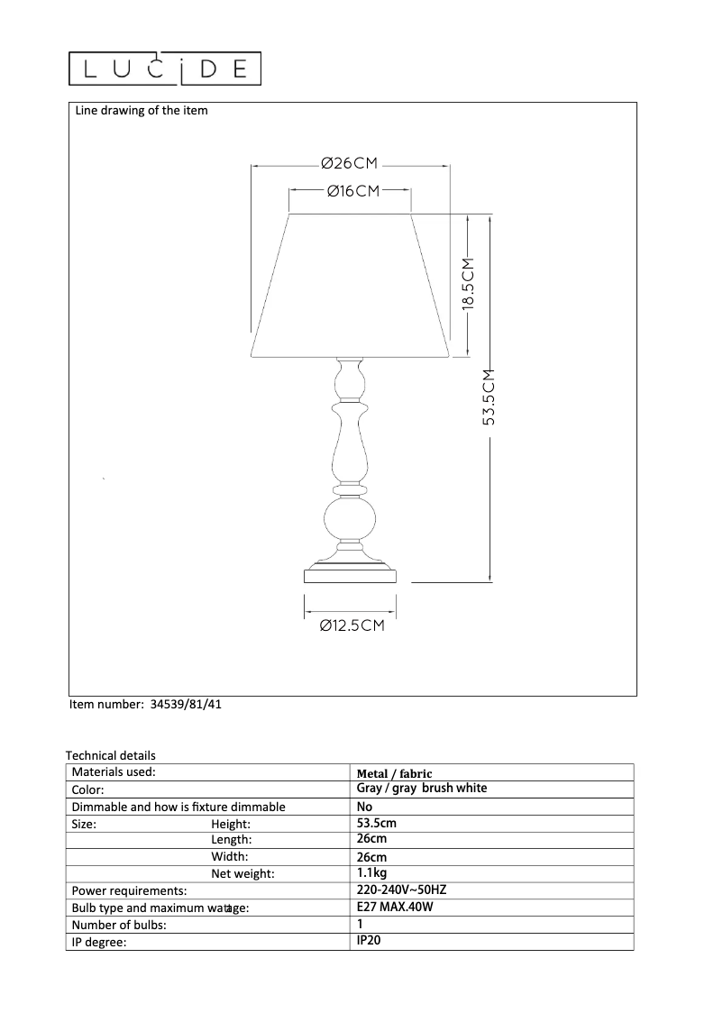 Page 1 de la notice Manuel utilisateur Lucide Robin 34539/81/41