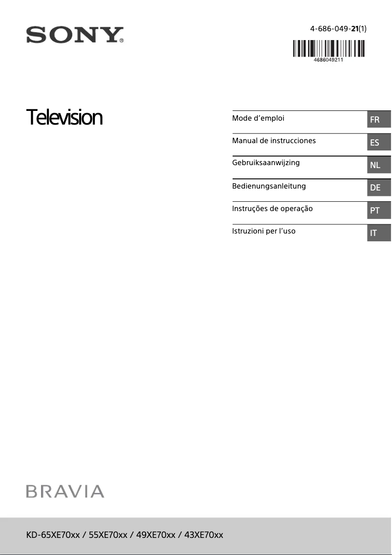 Page 1 de la notice Manuel utilisateur Sony KD-43XE7004