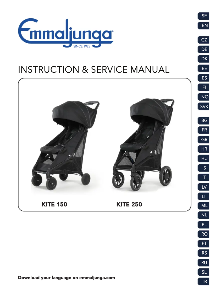 Page 1 de la notice Manuel utilisateur Emmaljunga KITE 250