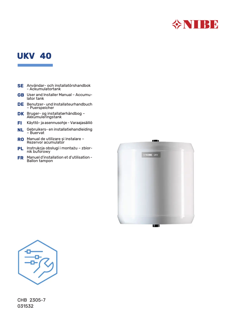 Page 1 de la notice Guide d'installation Nibe UKV 40