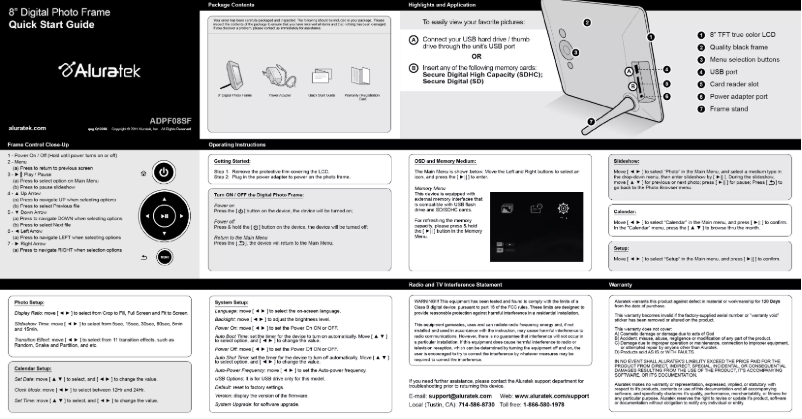 Image de la première page du manuel de l'appareil ADPF08SF