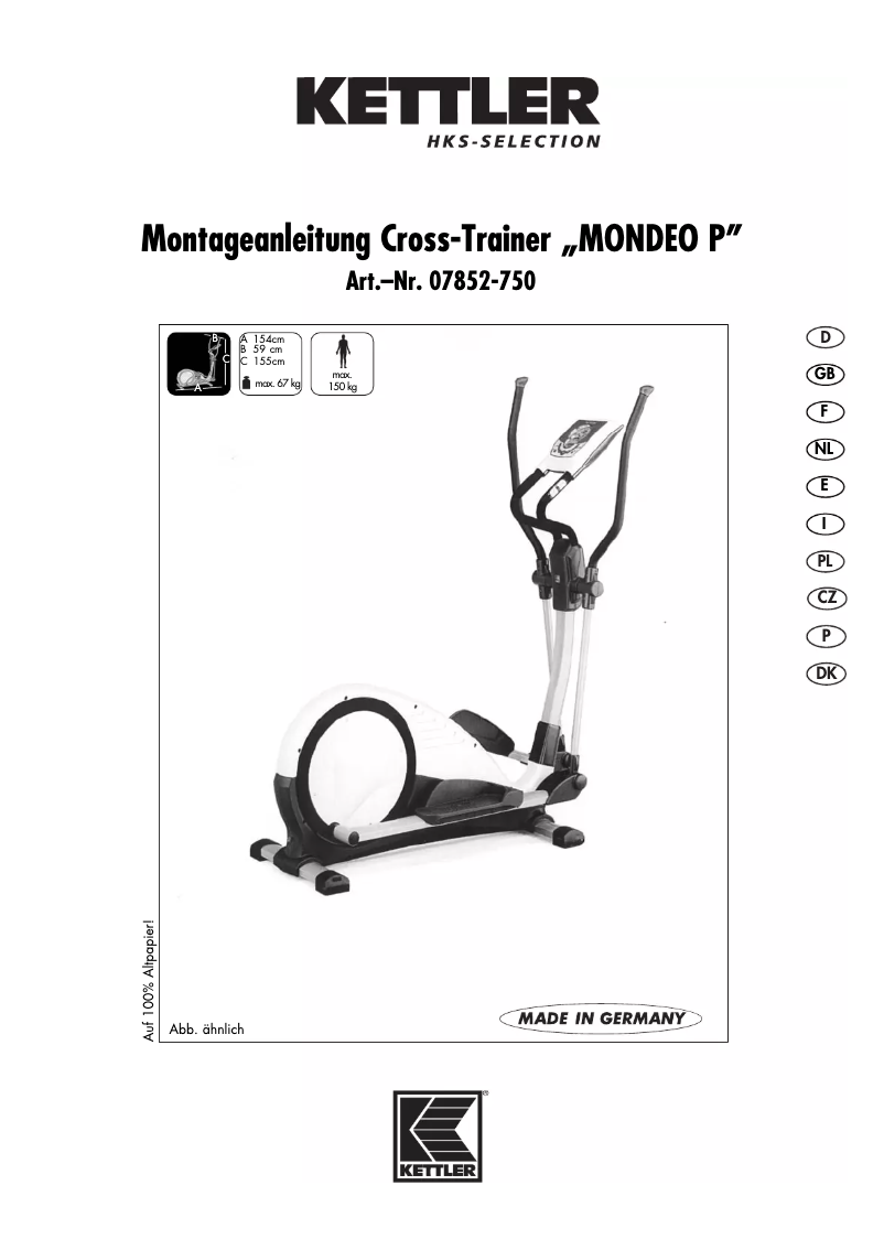 Page n°1 - Manuel utilisateur Kettler Mondeo P