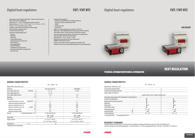 Page 1 de la notice Fiche technique Vemer FHT-1P3D