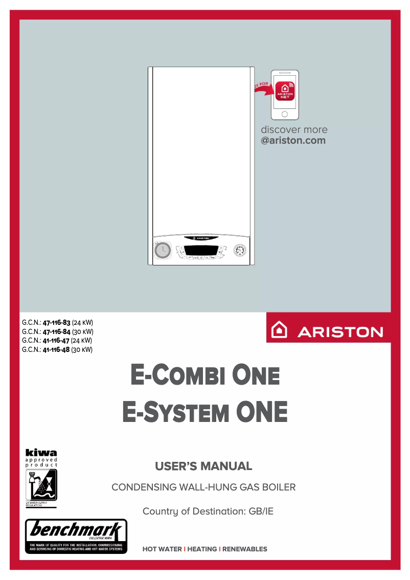Page 1 de la notice Manuel utilisateur Ariston Thermo E-System ONE