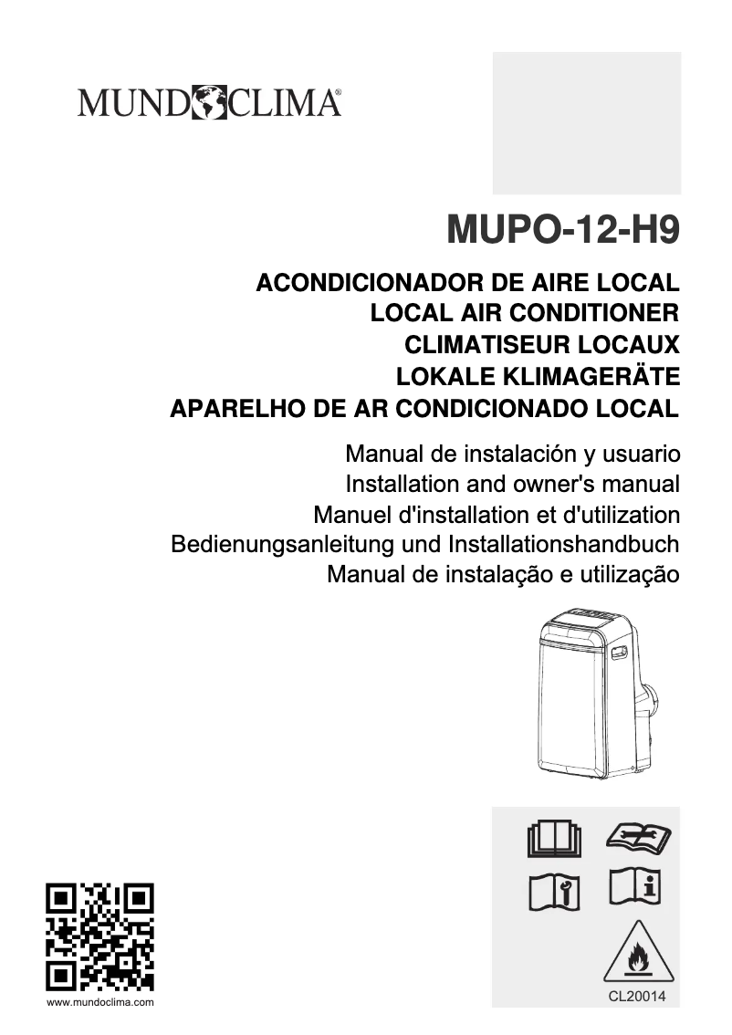 Page 1 de la notice Manuel utilisateur MundoClima MUPO-12-H9
