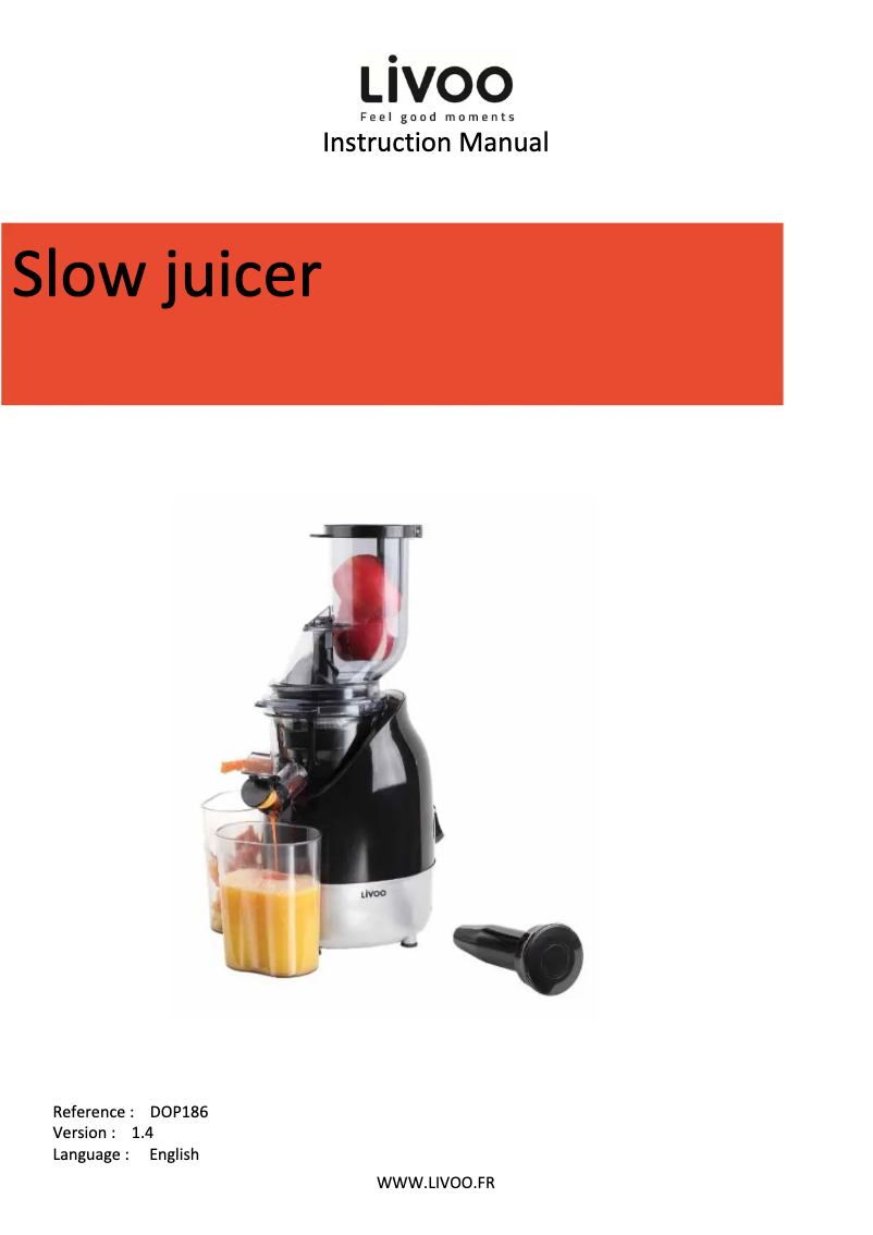 Page n°1 - Manuel utilisateur Livoo DOP186