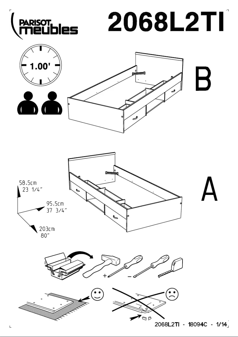 Page 1 de la notice Manuel utilisateur Parisot Alpha 2068L2TI