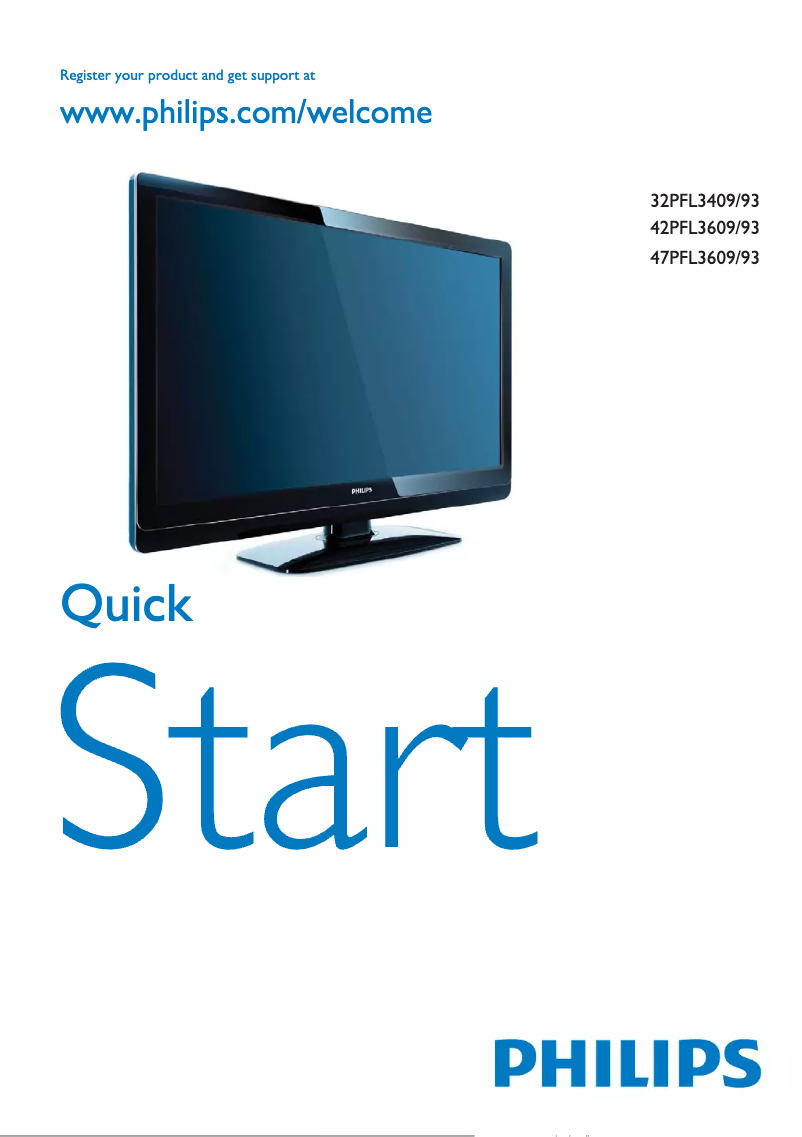 Page 1 de la notice Guide de démarrage rapide Philips 47PFL3609