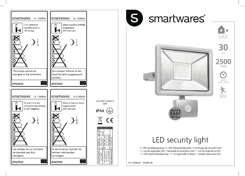 Page 1 de la notice Manuel utilisateur Smartwares SL1-DOB30