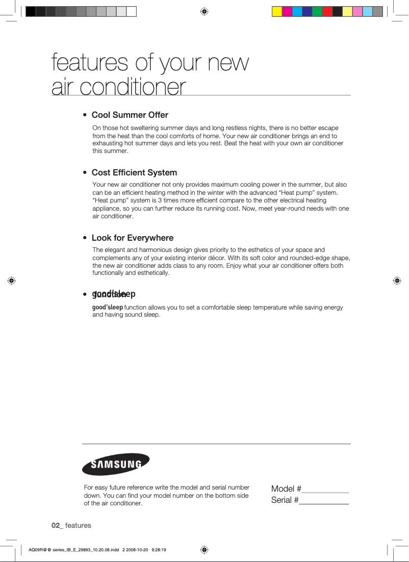 Page 1 de la notice Manuel utilisateur Samsung AQ09UGBX