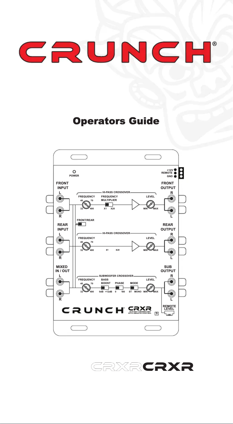 Page 1 de la notice Manuel utilisateur Crunch CRXR