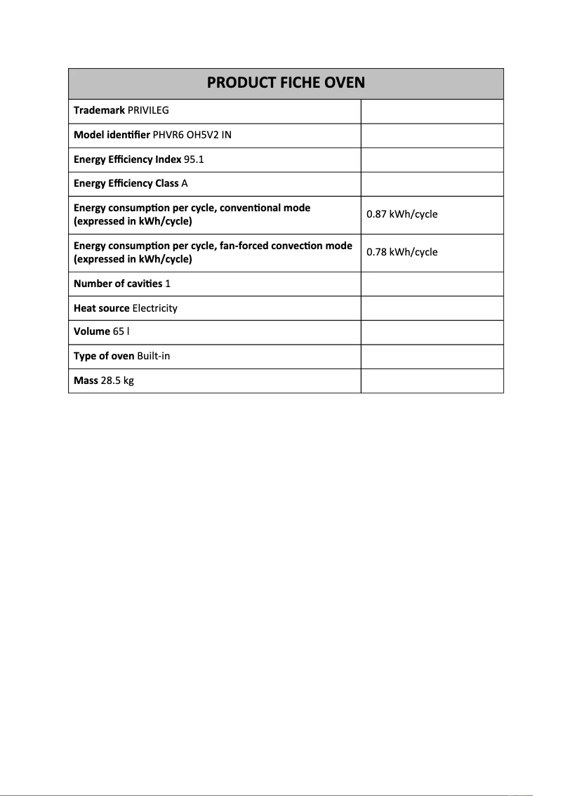 Page n°1 - Fiche technique Privileg PHVR6 OH5V2 IN