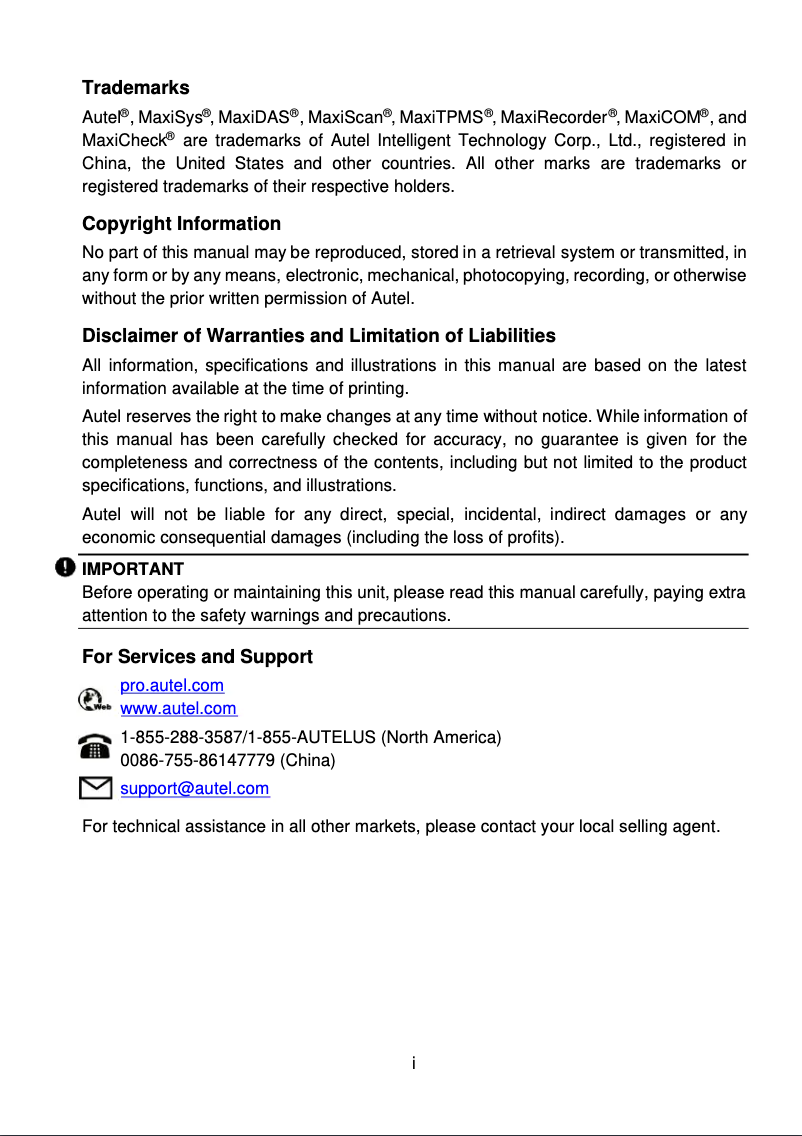 Page 1 de la notice Manuel utilisateur Autel MaxCheck MX900