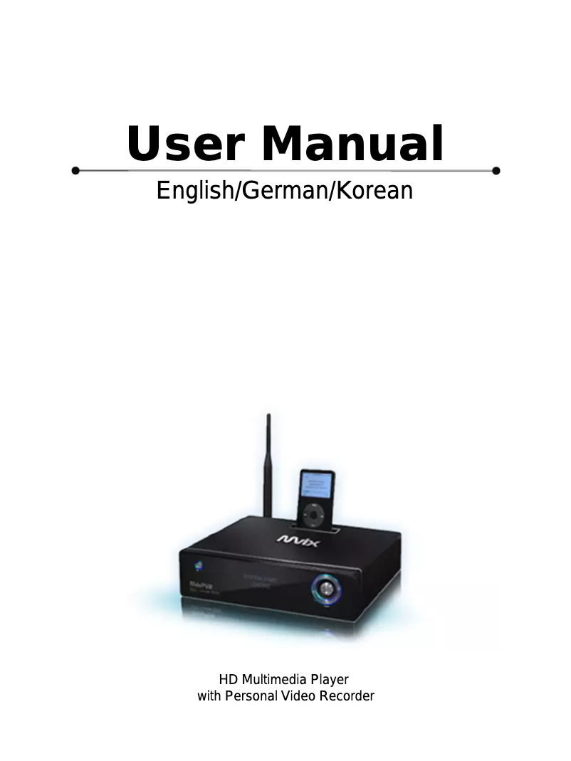 Page 1 de la notice Manuel utilisateur Mvix MXPVR-500