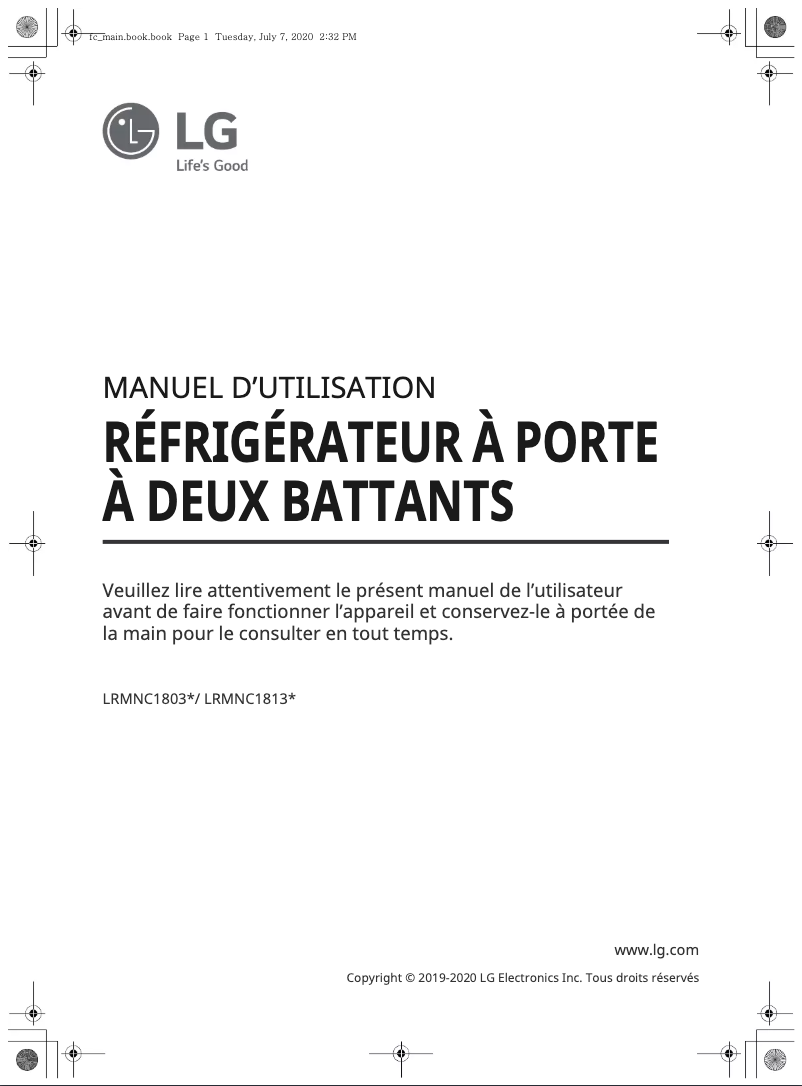 Page 1 de la notice Manuel utilisateur LG LRMNC1813S