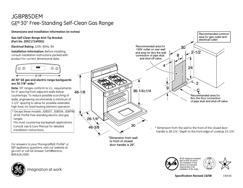Imagen de la primera página del manual del dispositivo JGBP85DEMBB